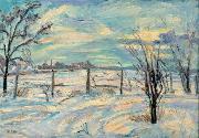 Waldemar Rosler Landscape in lights fields in the winter France oil painting artist